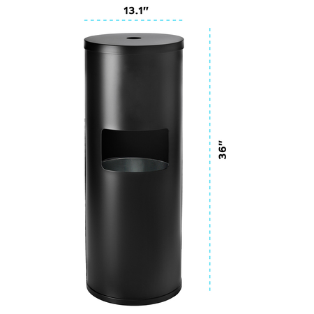 Alpine Industries Floor Stand Gym Wipe Dispenser, High Capacity Built-In Trash Can, Black 4777-BLK